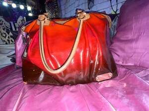 L.A.M.B. Gwen Stefani Williams Satchel Ombre Red Patent Leather Handbag